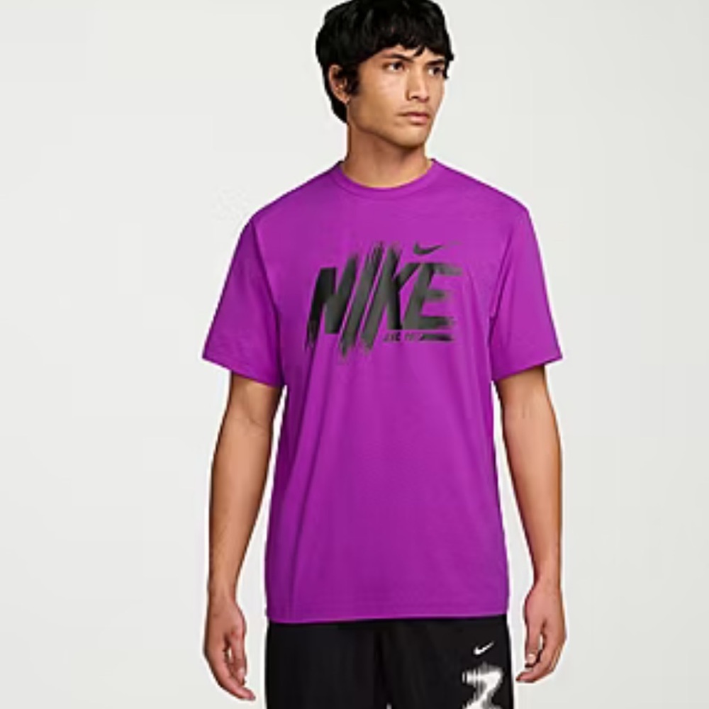 Mens Nike Dri-Fit Crew-Neck  Graphic Tee with Black Logo Sz Large